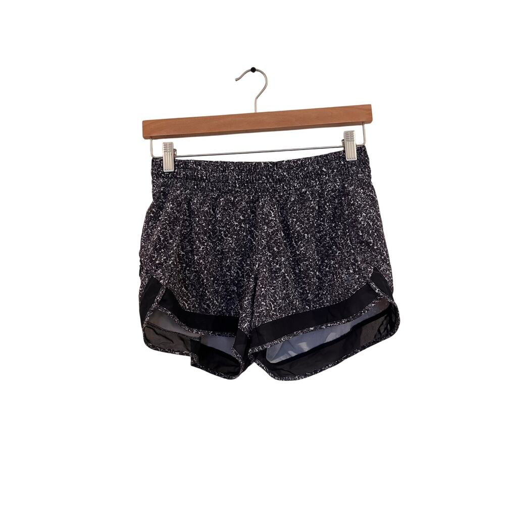 Athletic black and white running shorts